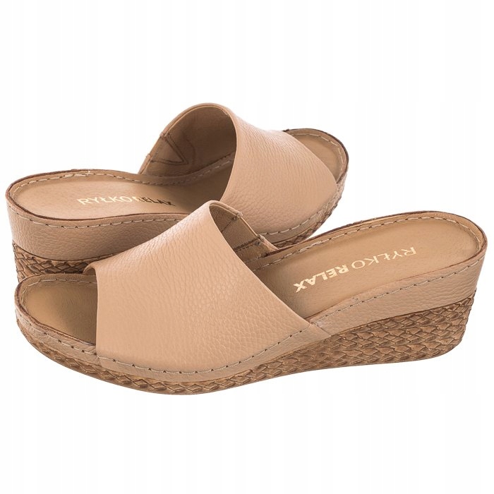 

Buty Damskie Klapki Skórzane Ryłko Beżowe 4RGE2_X