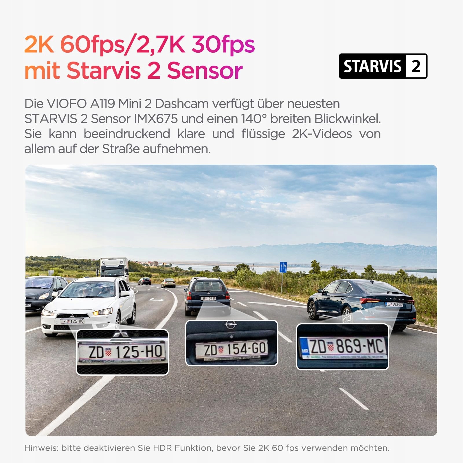 VIOFO Kamera Samochodowa A119 Mini 2 2K 60fps HDR GPS Wi-Fi STARVIS 2 — miniatura 2