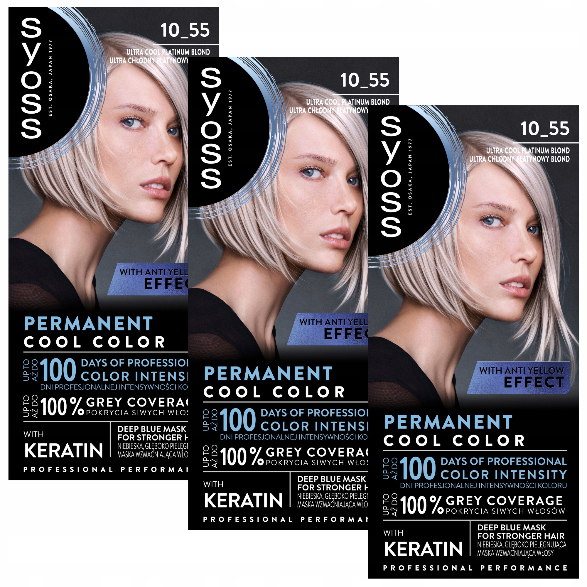 3X Barva Na Vlasy Ultra Chladivá Platinová Blond 10-55 Syoss S Keratinem