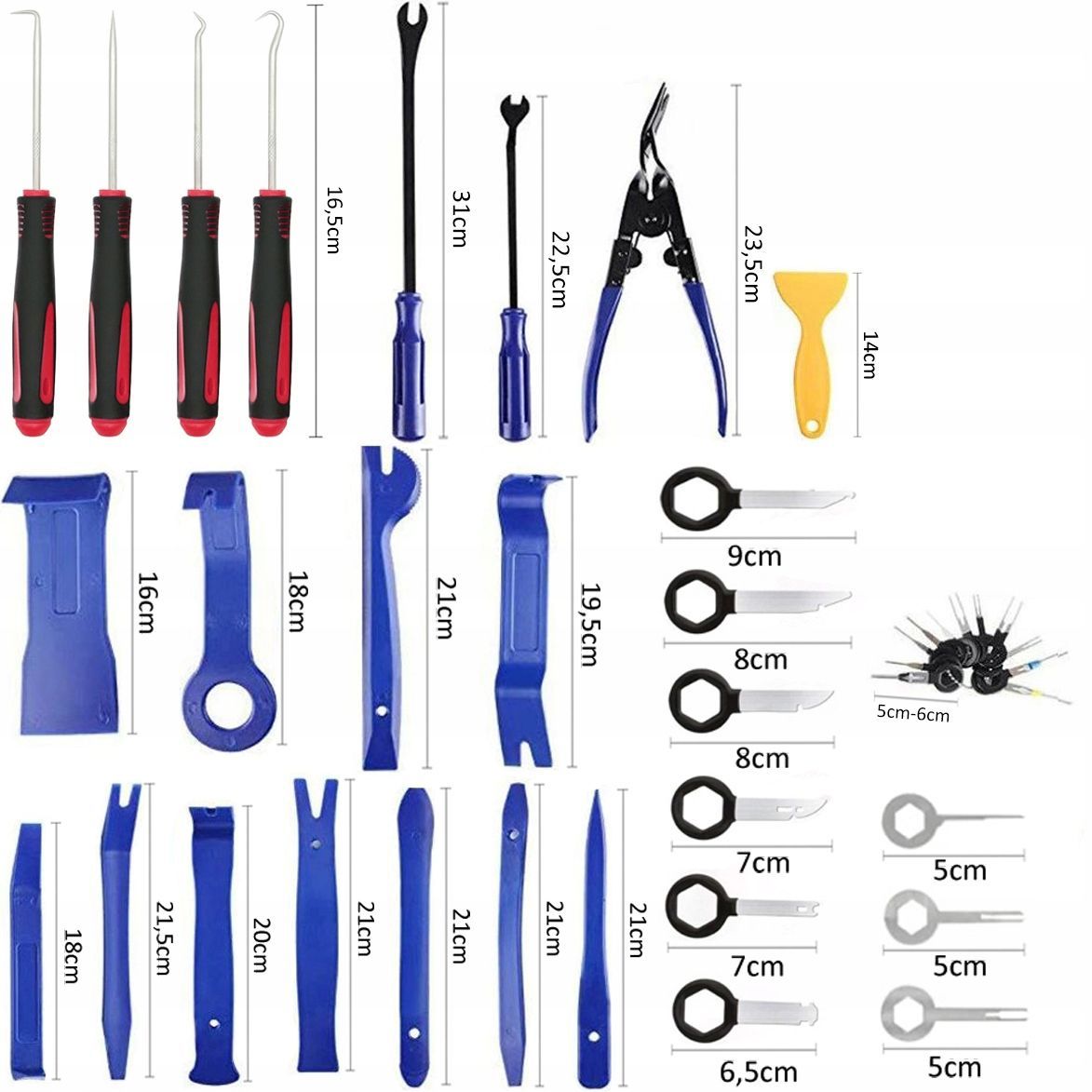 ŚCIĄGACZ DO TAPICERKI SPINEK RADIA ORINGÓW MEGA ZESTAW 41 ELEMENTÓW Marka Falon-Tech