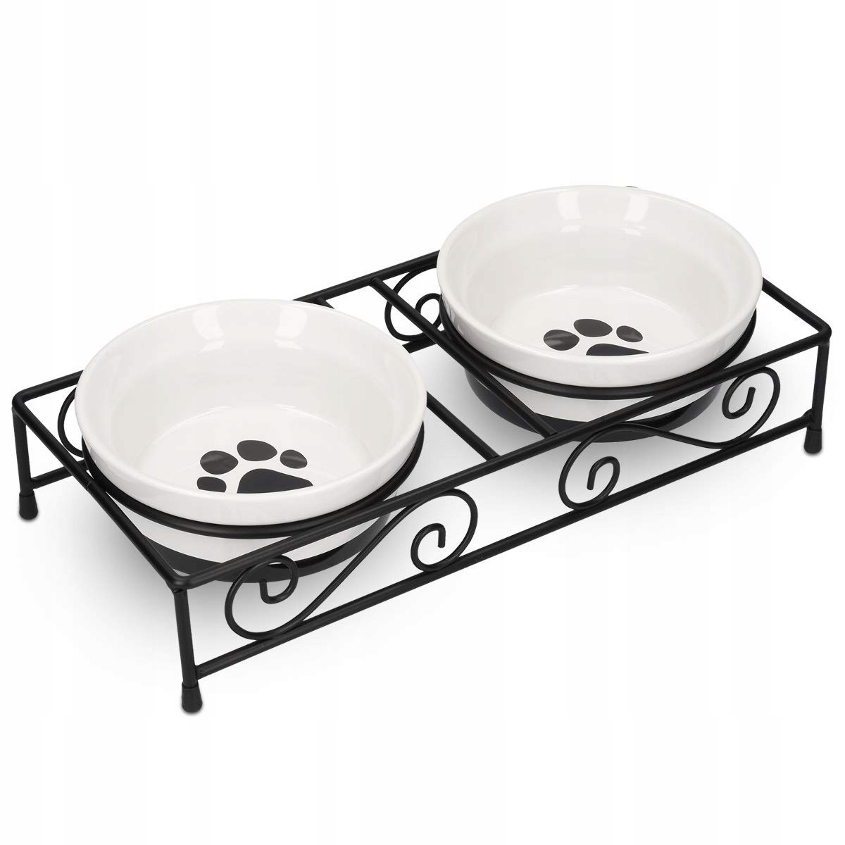 Levně Sada 2 keramických misek Navaris pro psy a kočky s kovovým stojanem, 320 ml