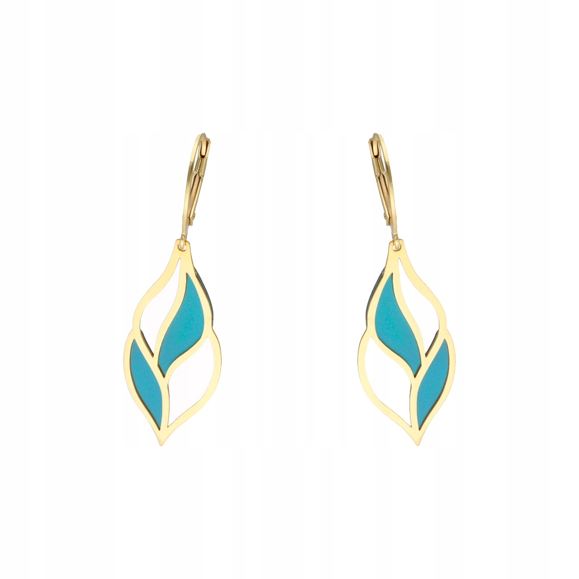 Náušnice tyrkysová titanová stříbro pozlacené