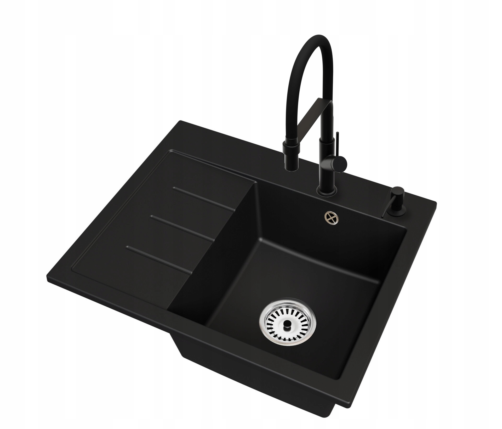 Dřez Exclusive 60 Levý sifon Chrom Baterie Dávkovač