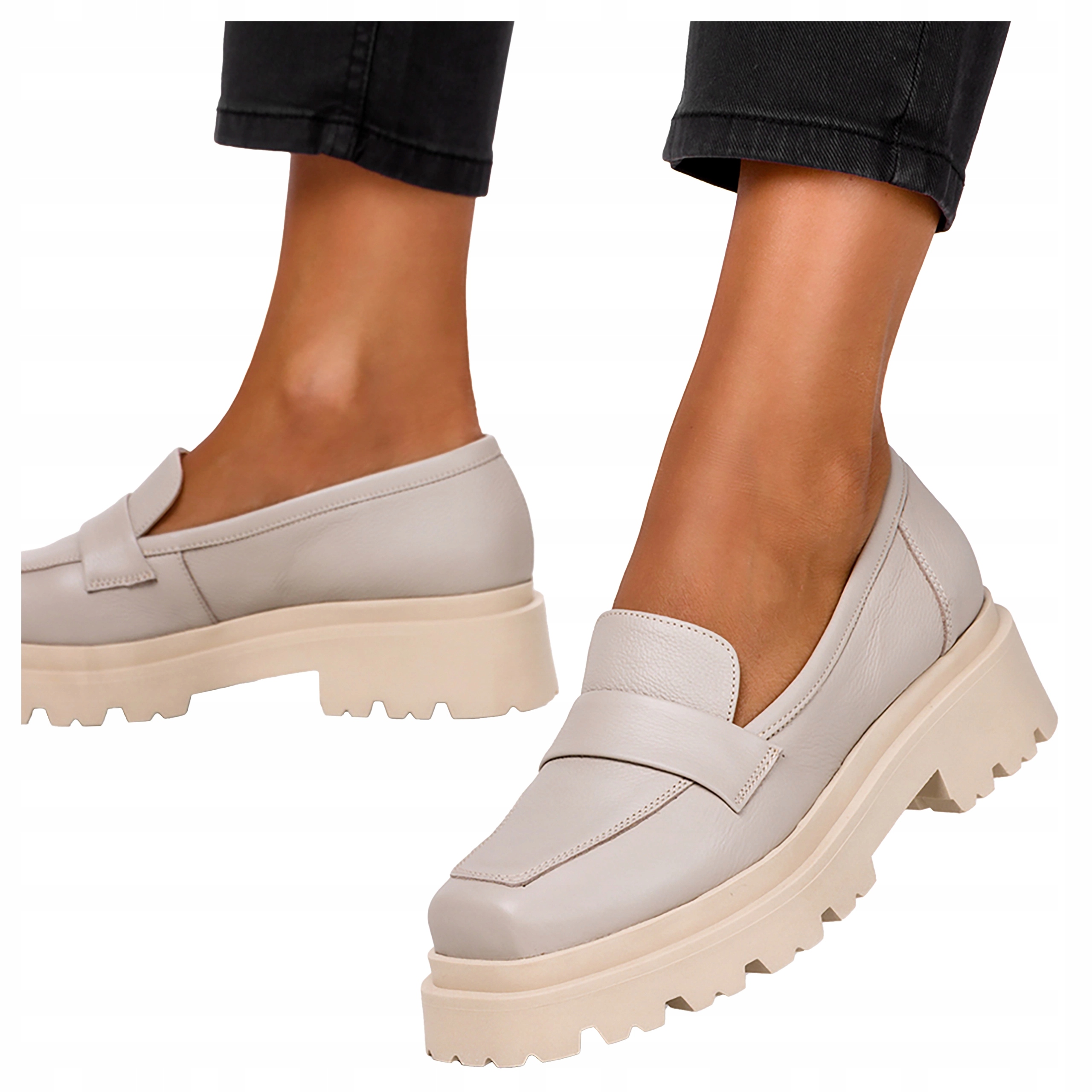 Dámské kožené mokasíny Na Platformě Polský výrobek, velikost 39