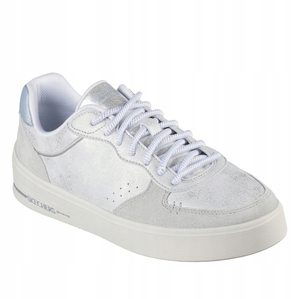 Skechers Bílé S Stříbrnými Vložkami A Mikroperforací 38,5 U_a