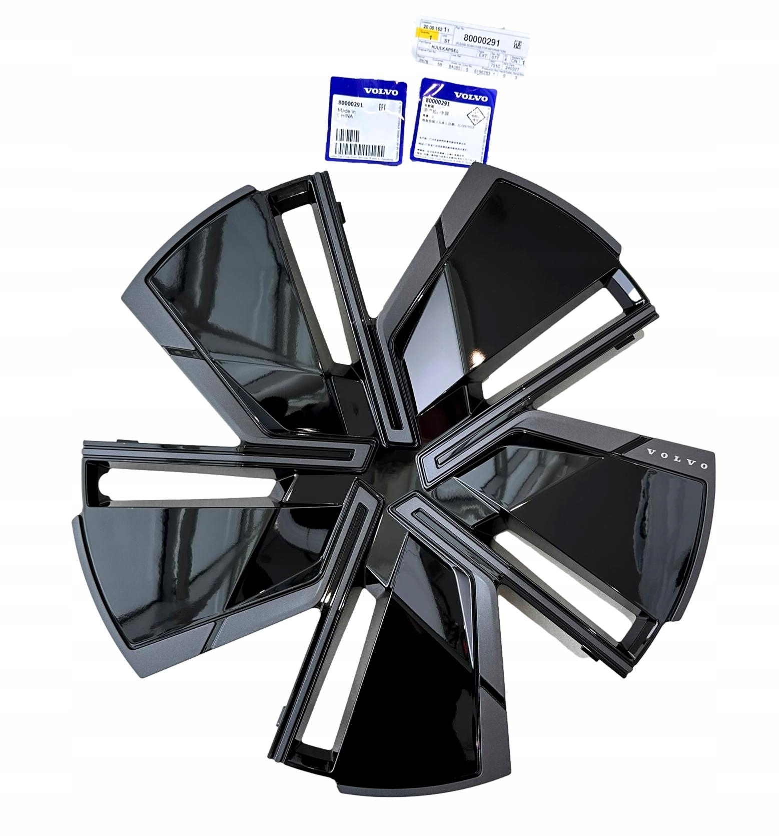 Volvo EX30 víčko – krytka náboje poklice 20palcového hliníkového ráfku Aero Oe