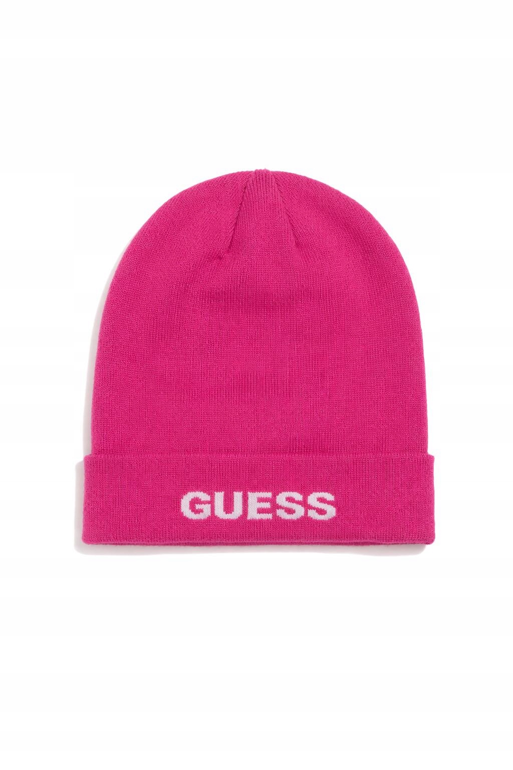 Guess Růžová Čepice Beanie S Logem Přizpůsobená Hlavě L Gga