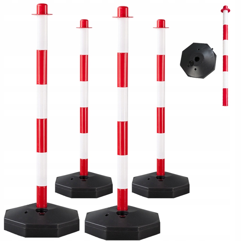 4x Sloupek Bozp Pro Montáž Výstražného Řetězu Bílo-červený