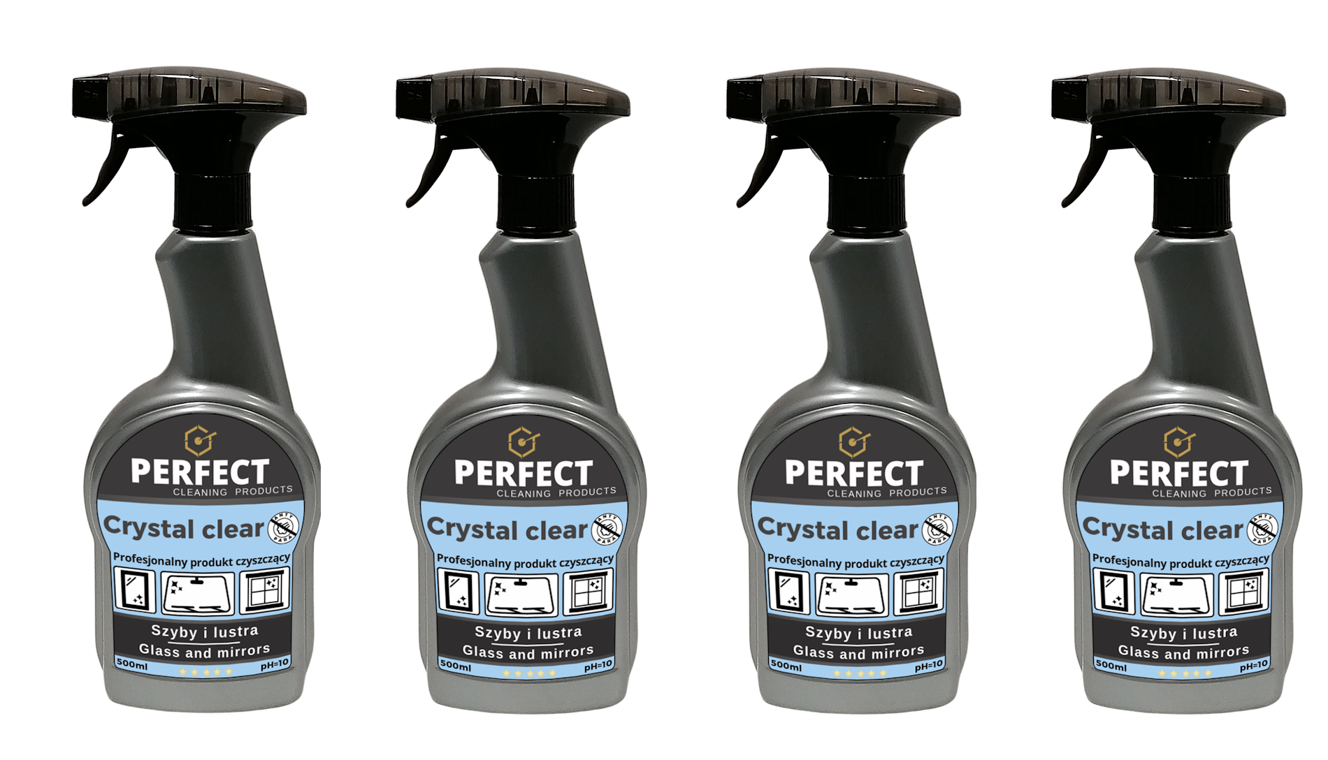 Levně 4x Čistič skel a zrcadel Perfect 0,5L s funkcí proti páře Čistič skel