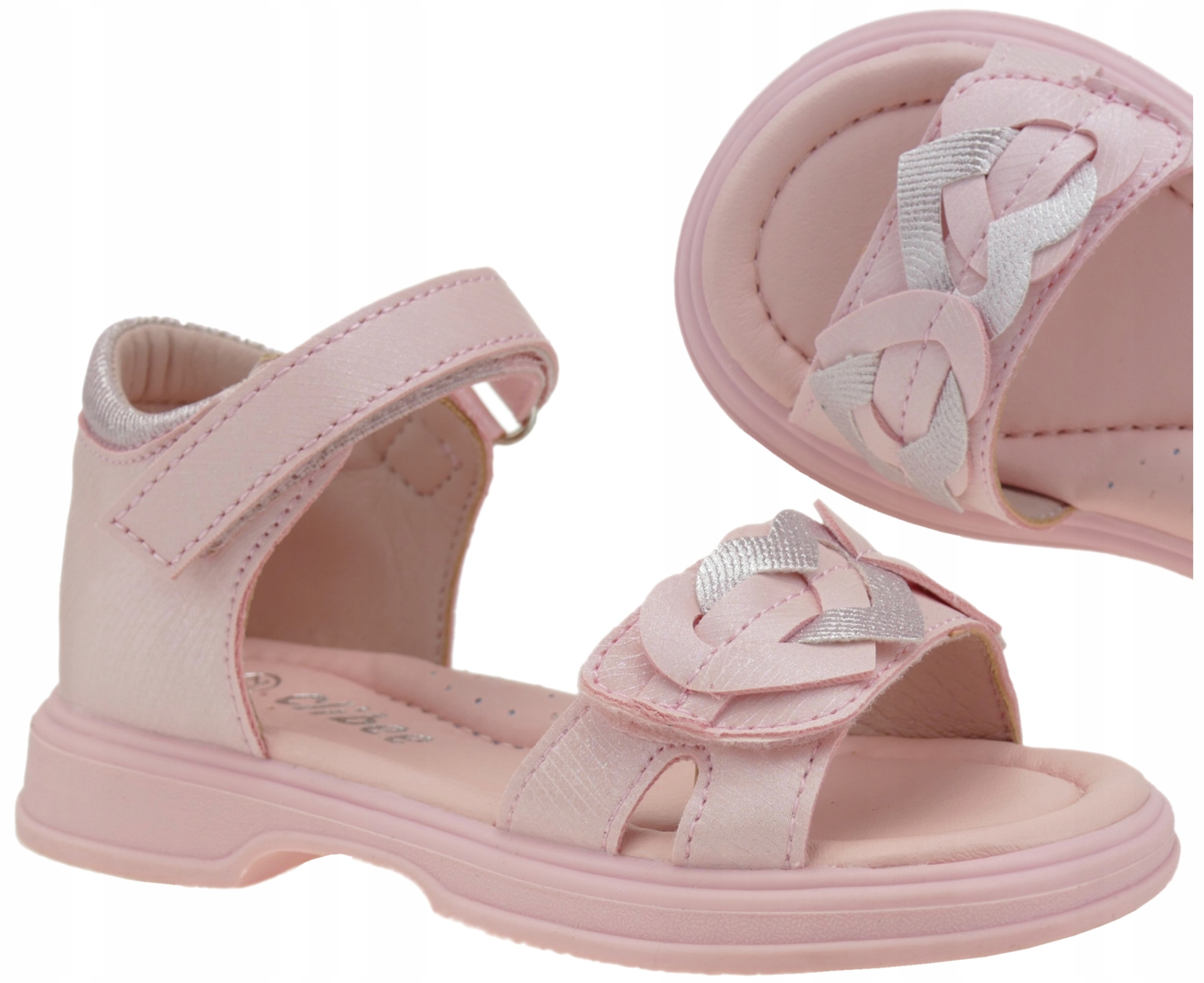 SANDAŁY DZIEWCZĘCE BUTY DZIECIĘCE SANDAŁKI NA RZEPY R. 21