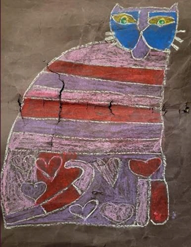 ART, ONE Blue Face Cat Journal/Notebook 120 Pages of white lined pages: Blu