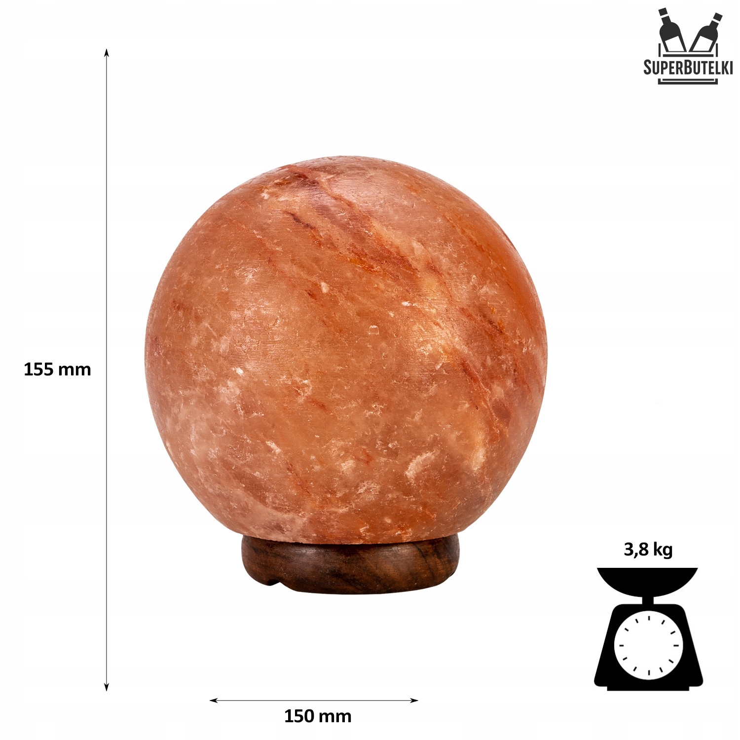 LAMPA SOLNA KULA ŚREDNIA SÓL HIMALAJSKA JONIZATOR POWIETRZA Marka Ogrody Solne