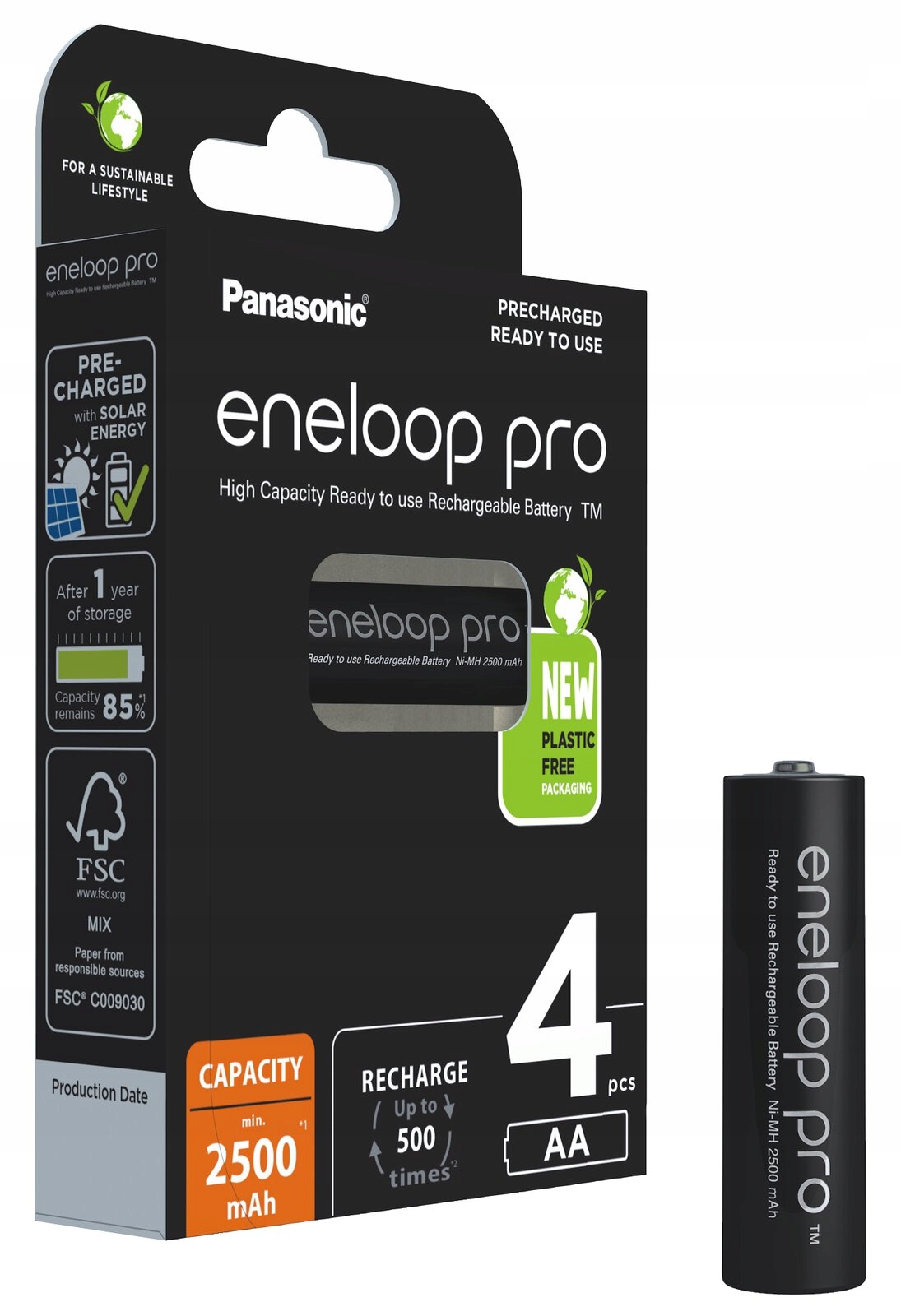 Akumulatorki NiMH AA 2500 mAh eneloop Pro 4 Sztuki Marka Panasonic