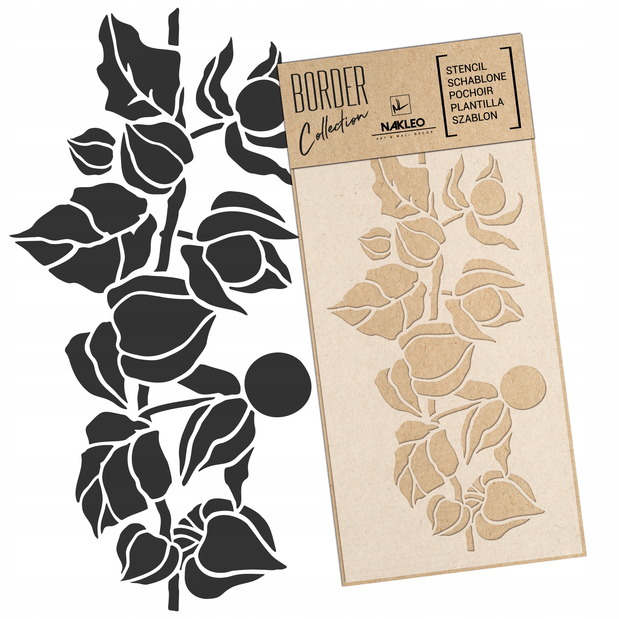 Malířská šablona Bordura Opakovaně Použitelný 45x95 cm Květiny Mochyně Čínská