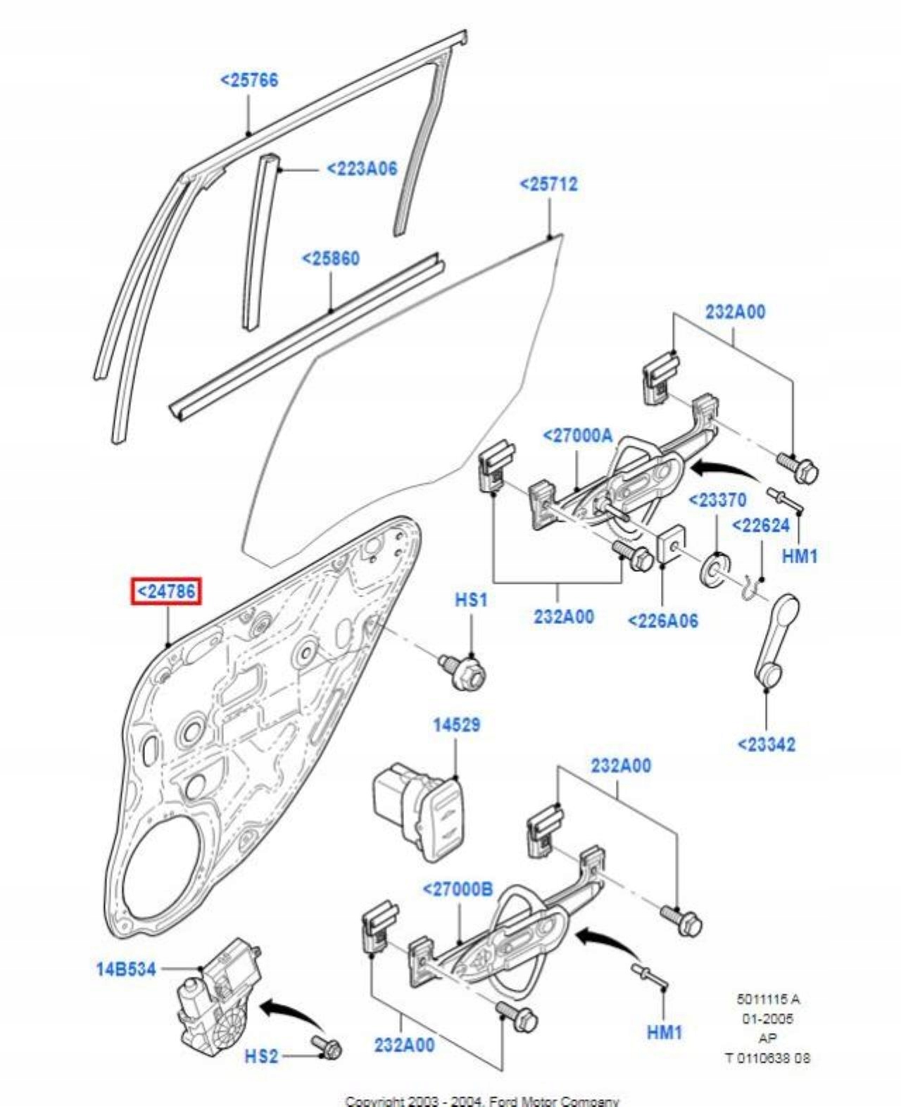 support door right rear part FORD FOCUS 04-08 / 1480774 / 3M51R045H22AE
