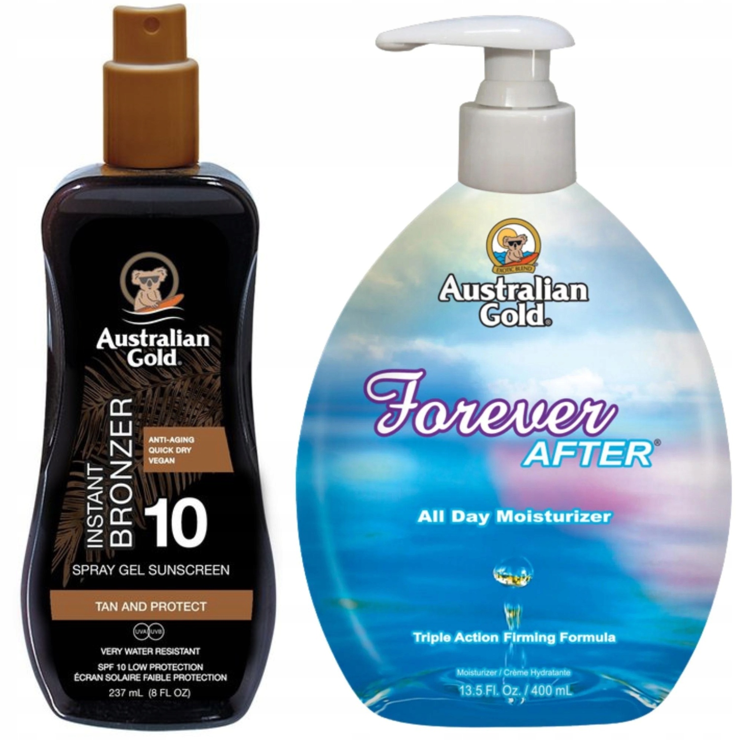 Australian Gold Żel W Sprayu Z Bronzerem SPF10 + Forever After 400ml