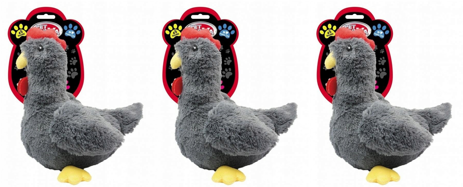 Levně Hračka Pet Nova Plyšová pískací slepička 34 cm 3 ks