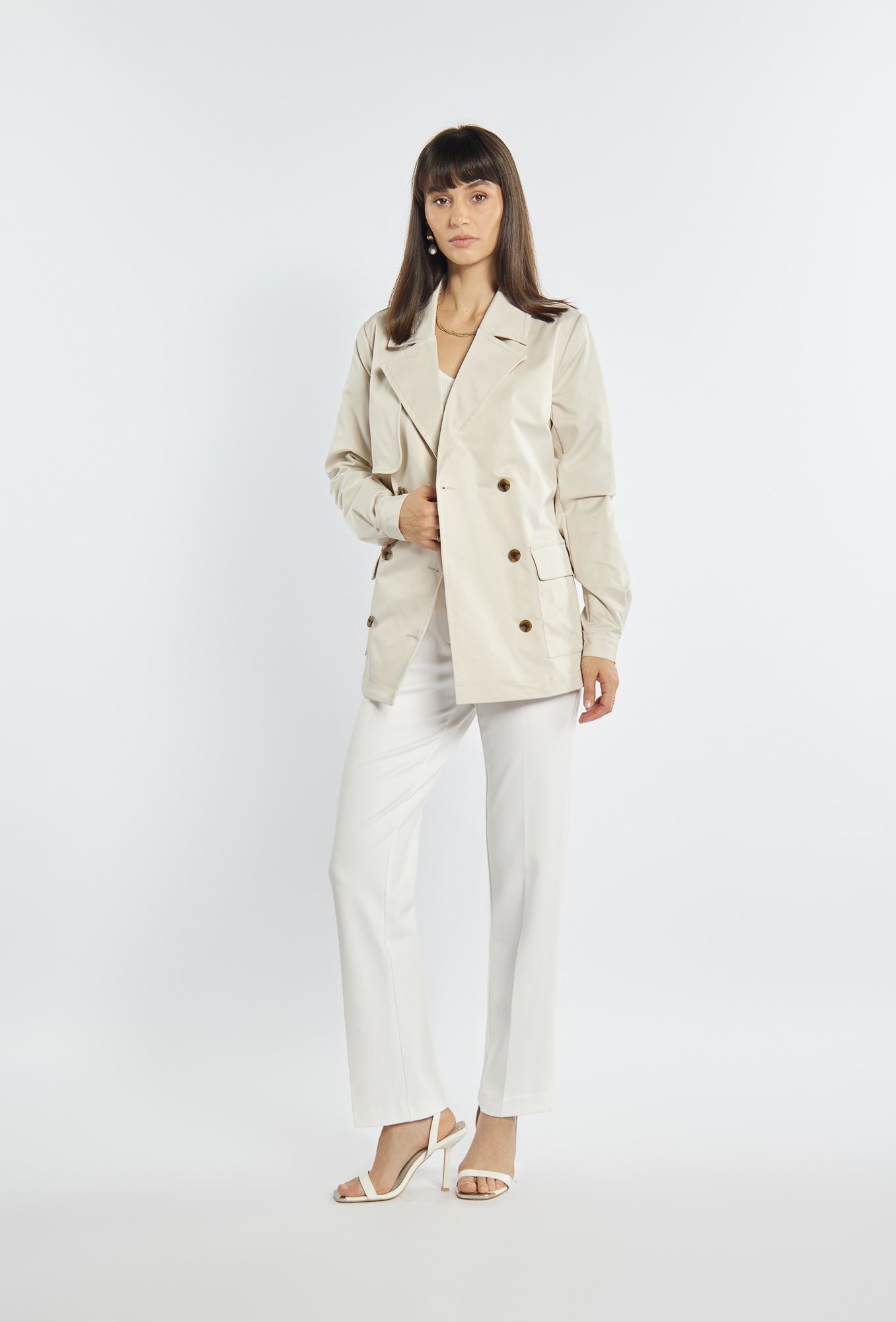 Monnari Krótki trencz z wiązaniem 42