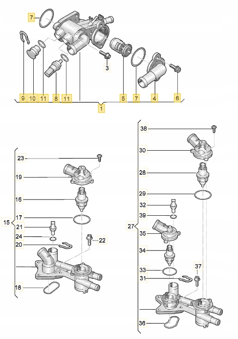 KOMPLETNY TERMOSTAT OBUDOWA + CZUJNIK SEAT CORDOBA IBIZA 02-09 1.4 75KM Typ samochodu Samochody osobowe