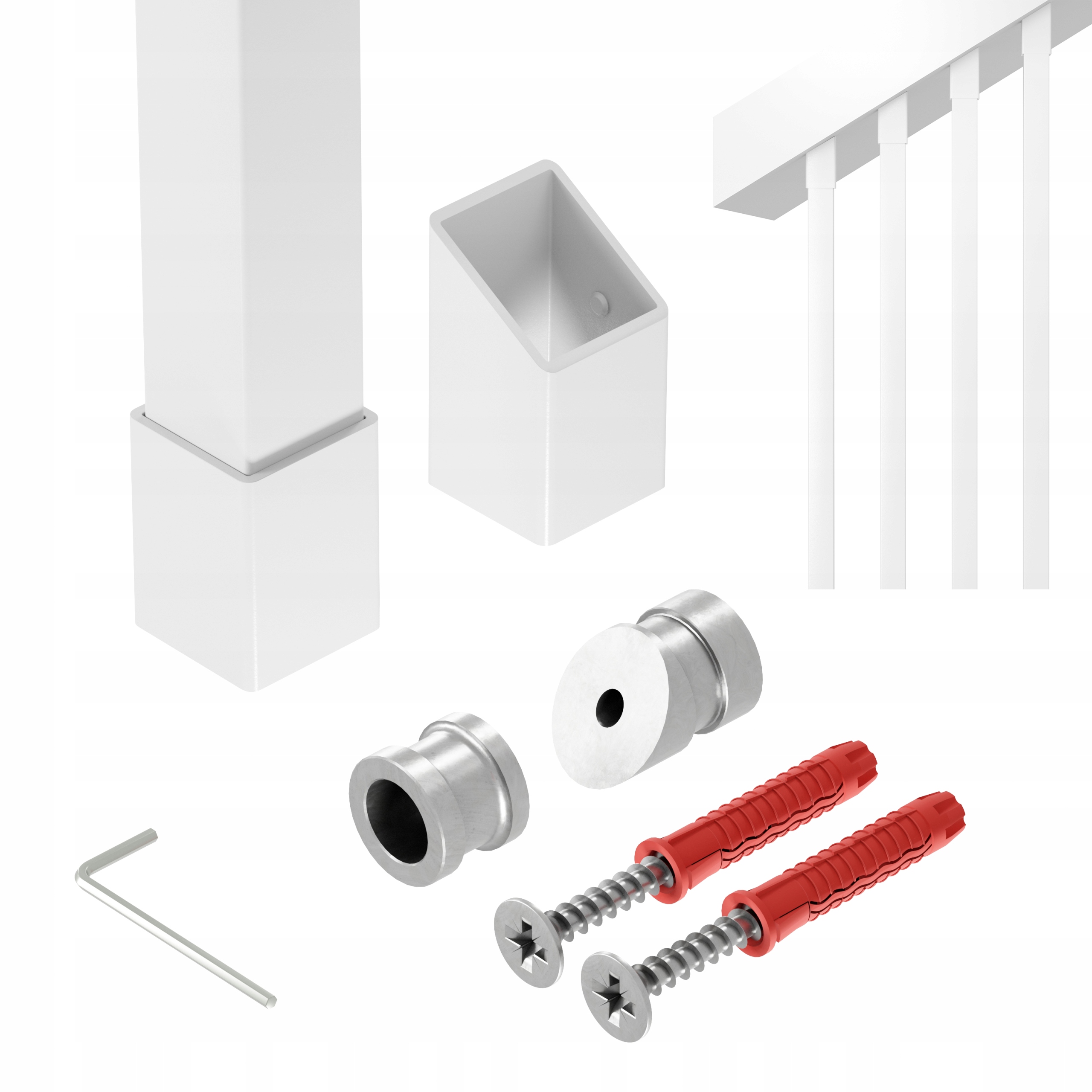 Zábradlí na schody šikmé 32 st Harfa 25x25 mm bílé 295 cm Paxo 32