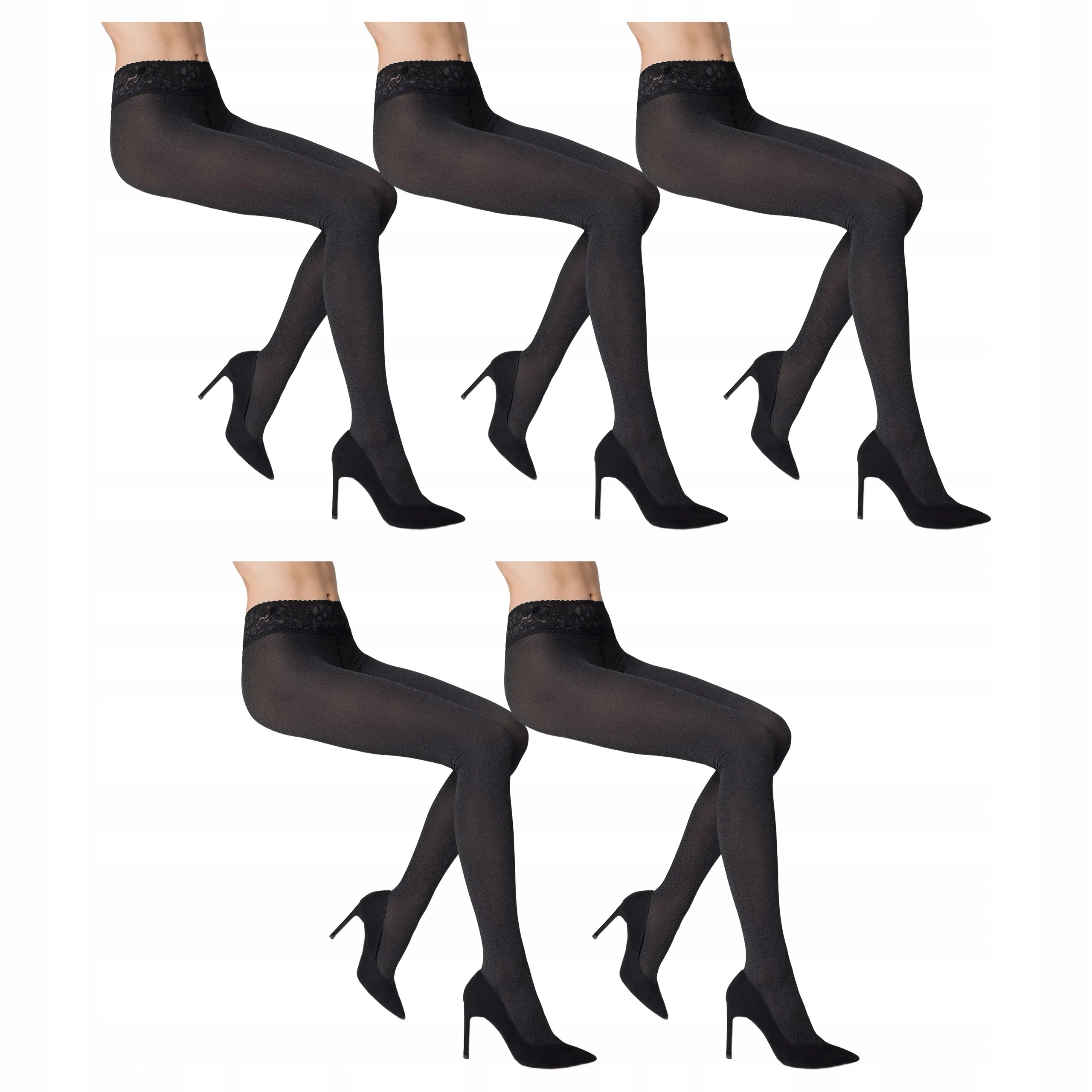 5 x Punčocháče Erotic Vita Bassa 50 den Marilyn Black Melange 2-S