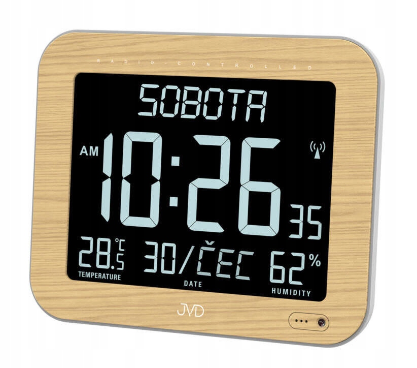 Nástenné Stolné Hodiny Jvd DH9362.2 Termometer DCF77 Dni V Týždni V Poľštine