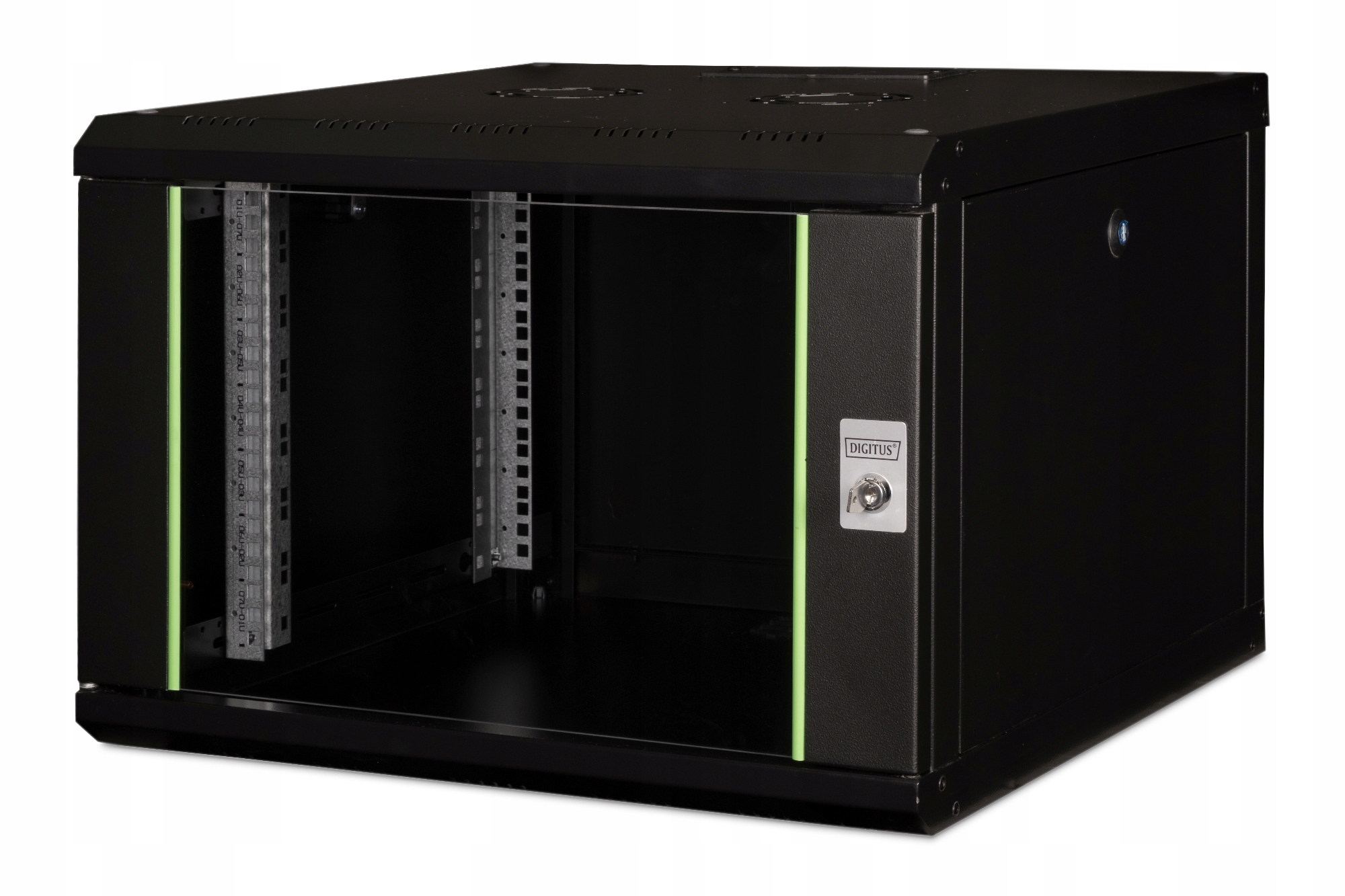 Digitus Szafa wisząca 19" 7U 600x600 czarna drzwi szklane 100 kg