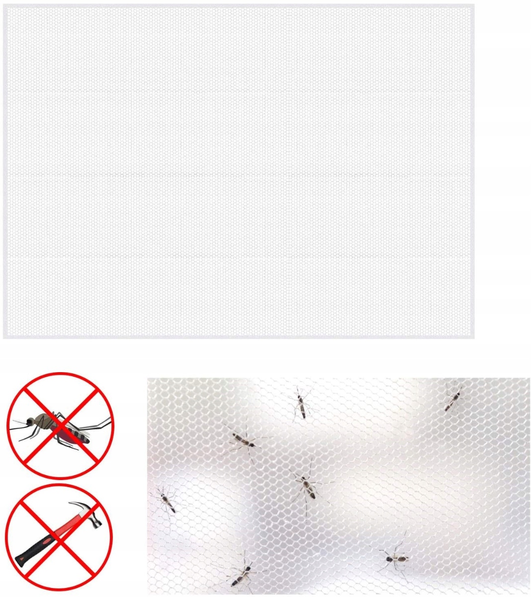 MOSKITIERA SIATKA OKNO OWADY KOMARY 150x150 +RZEP Maks. szerokość 150 cm