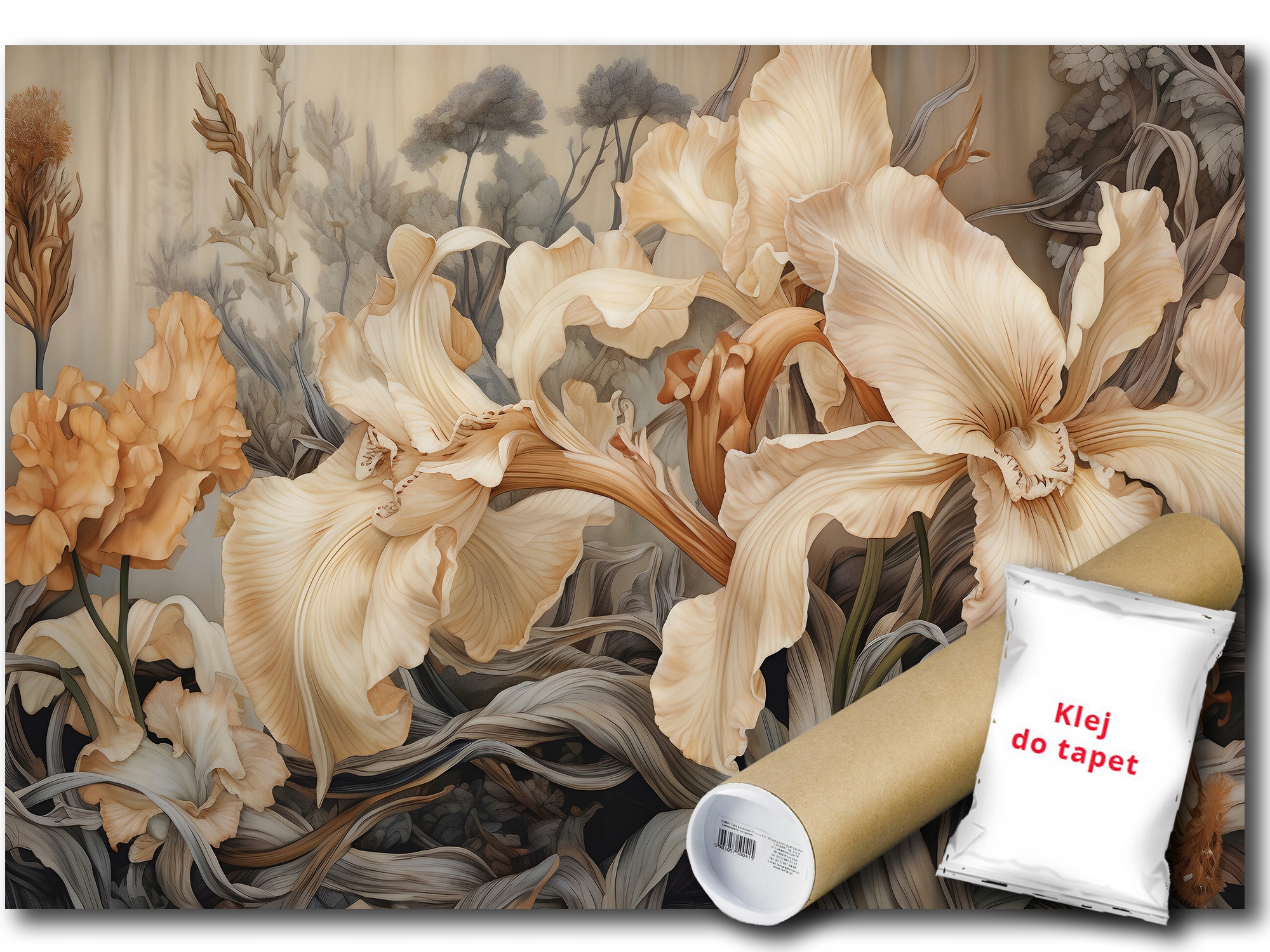 Fototapeta Flizelina Flora Kvety Irysy Béžová Hnedá Art 350x250 lepidlo zdarma