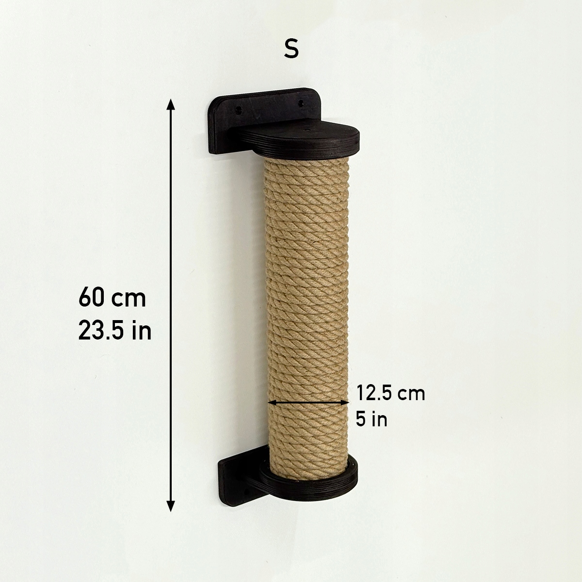 Škrabadlo vertikální sloupek pro kočky, silná juta, velikost S, 60 cm šrouby, černá barva