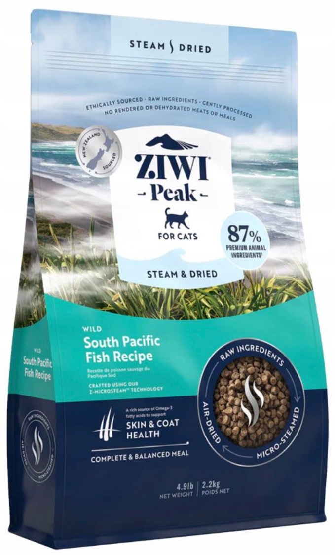 Karma sucha dla kota Ziwi Peak Steam&Dried Ryby Pacyficzne Bez zbóż 2,2KG