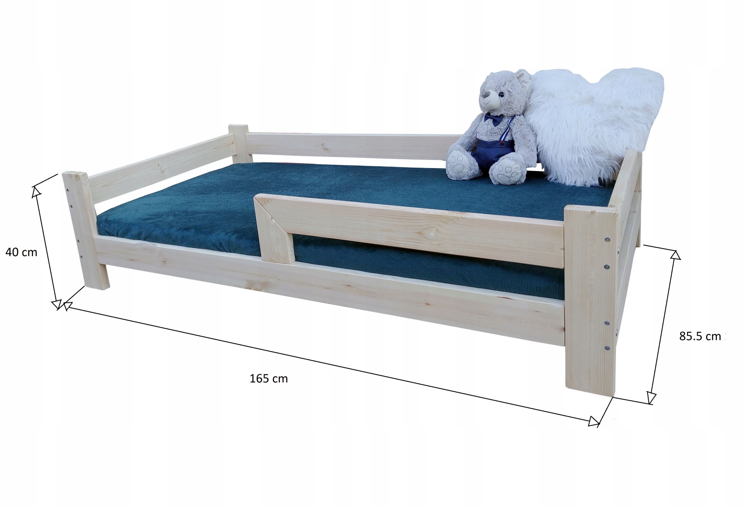 Детская кровать деревянная 160X80 + перила + рама Герой нет
