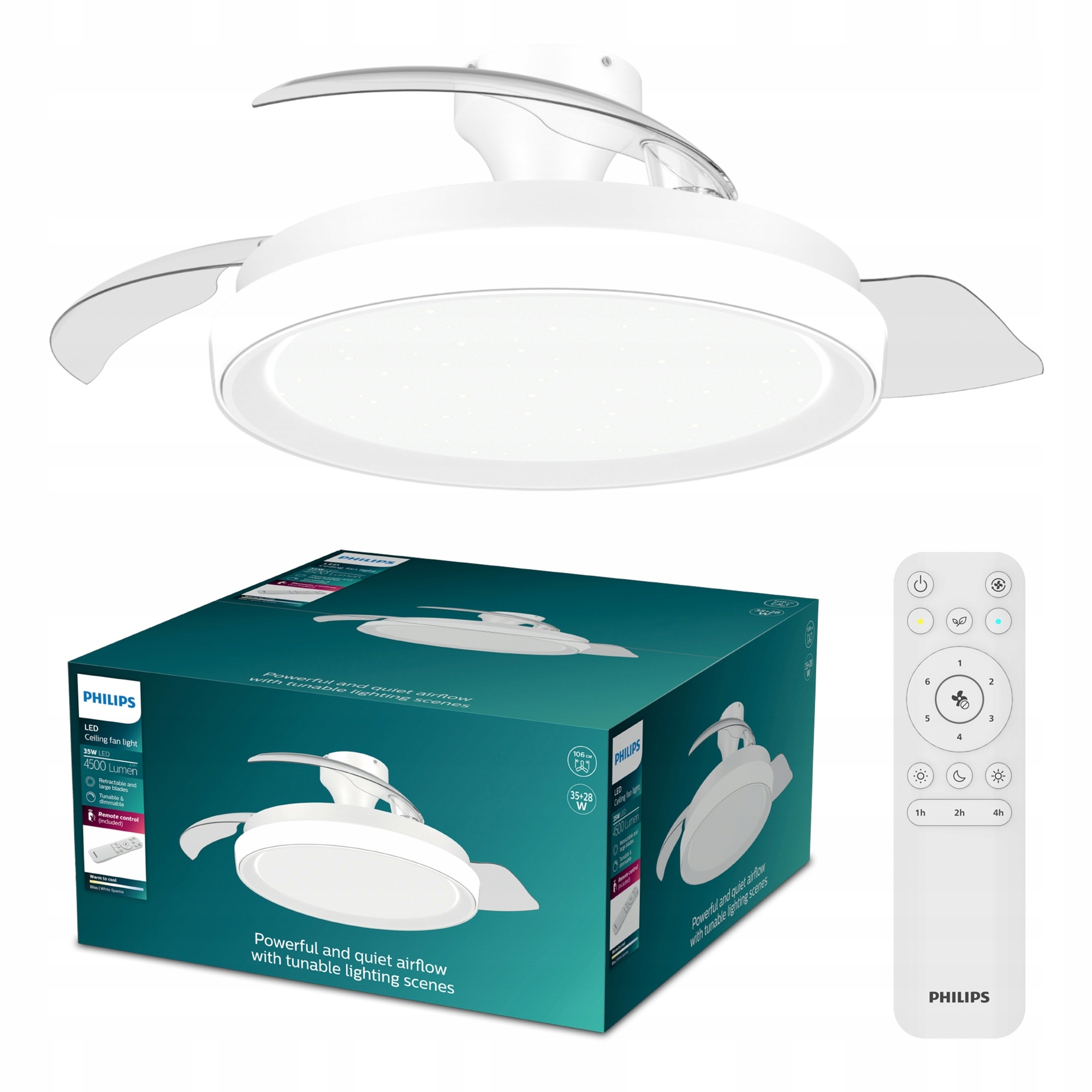 Led Stropná Lampa S Vetrákom Stropný Ventilátor 106 cm Cct Bliss Philips