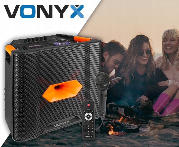 Kolumna aktywna mobilna bluetooth ROCK300 180W akumulator mikrofon pilot Kolor czarny