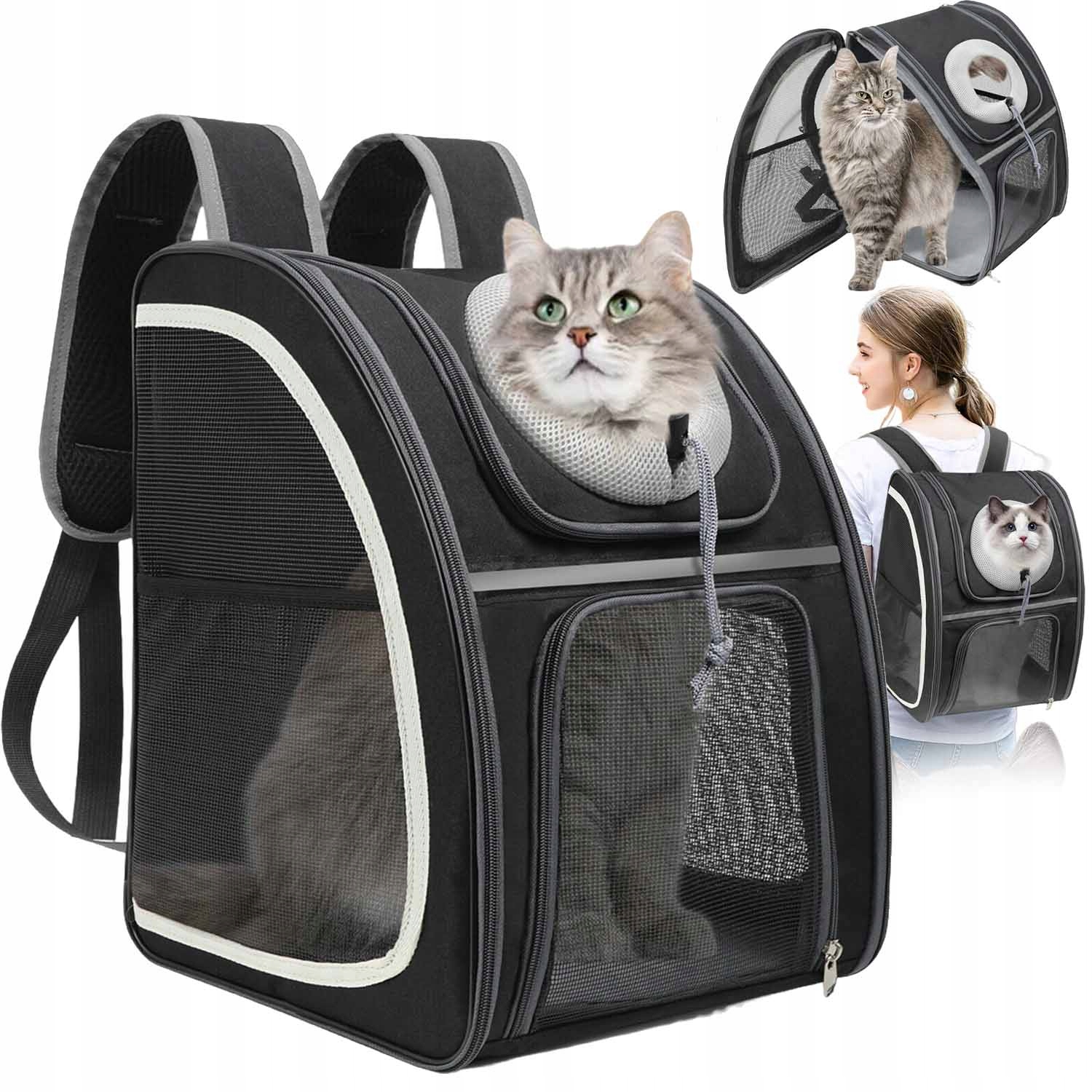 Levně Batoh Přepravka Pro Kočky A Psa S Kapsami, Hodně Vzduchu, Prodyšný