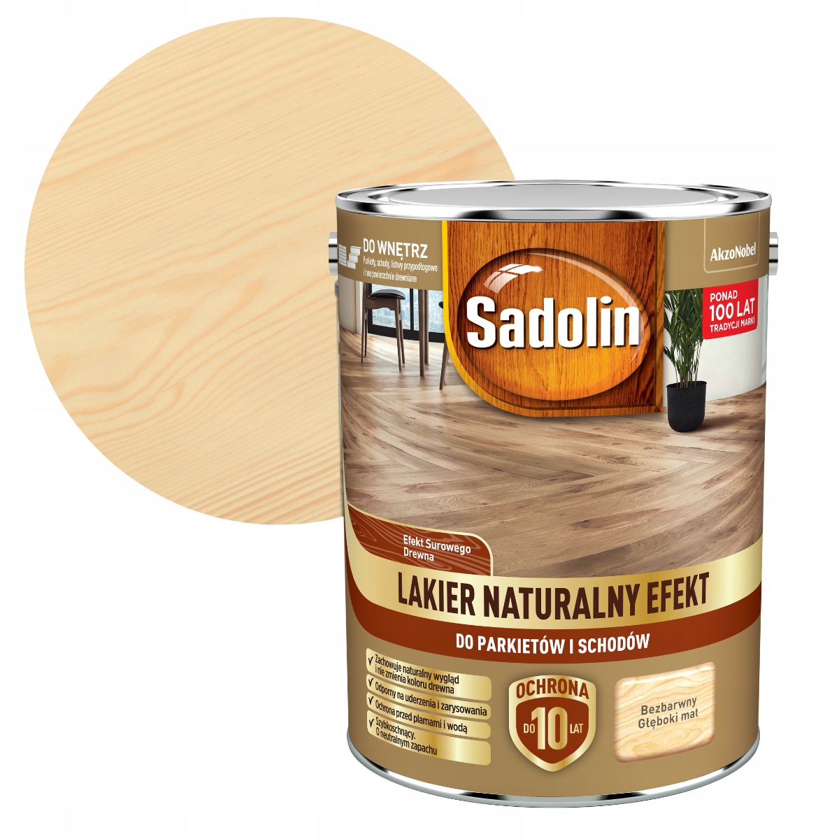 Sadolin Lakier Naturalny Efekt Do Parkietów I Schodów Głęboki Mat 4.5L