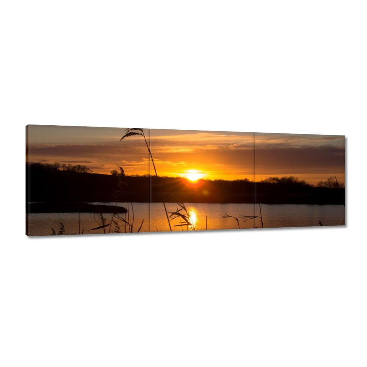 Obrazy 150x50 Západ nad jezerem