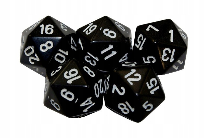 

Kostki czarne Rpg K20 5szt. kości kostka