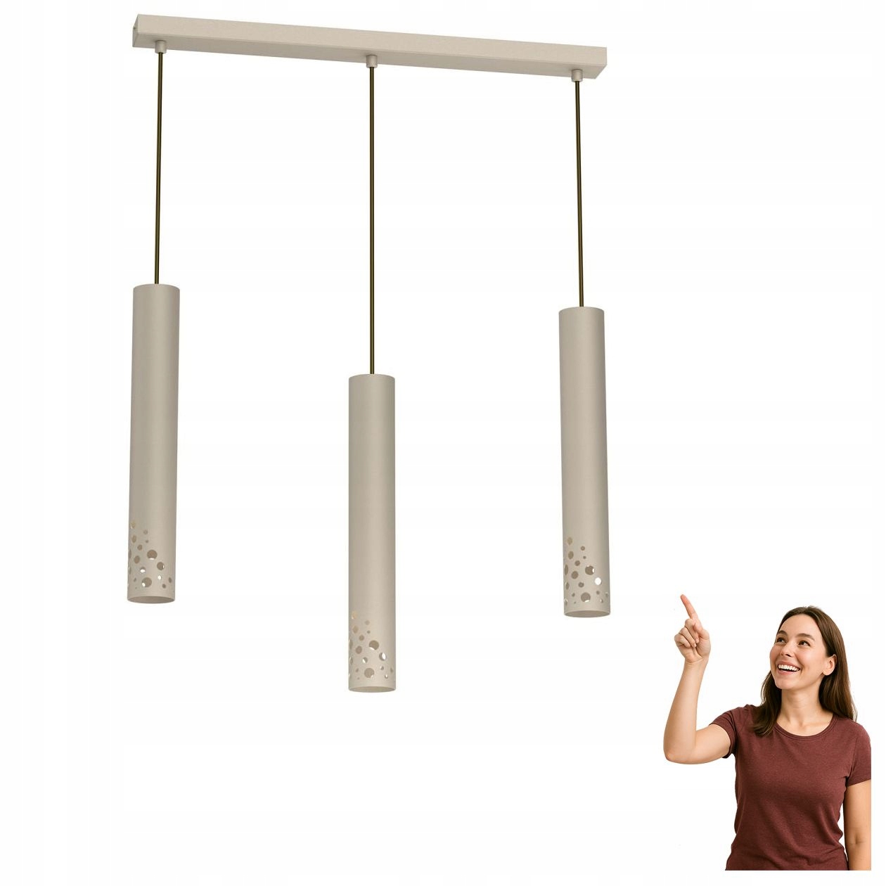 Béžová trojitá závesná lampa Tibia Buble 5737 Luminex