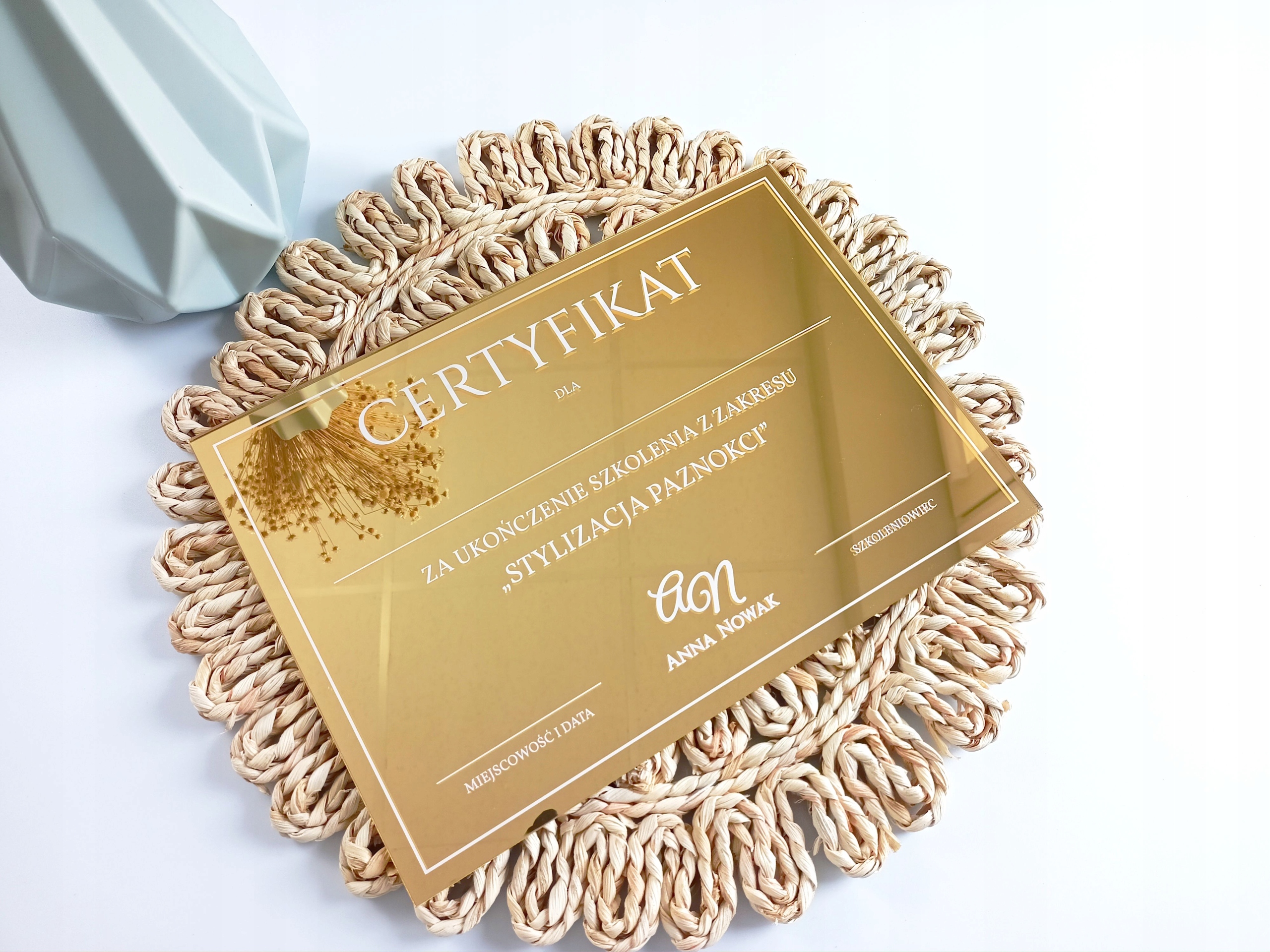 Certifikát Diplom Akrylový zrcadlový vzdělávací průmysl Beauty zlatý