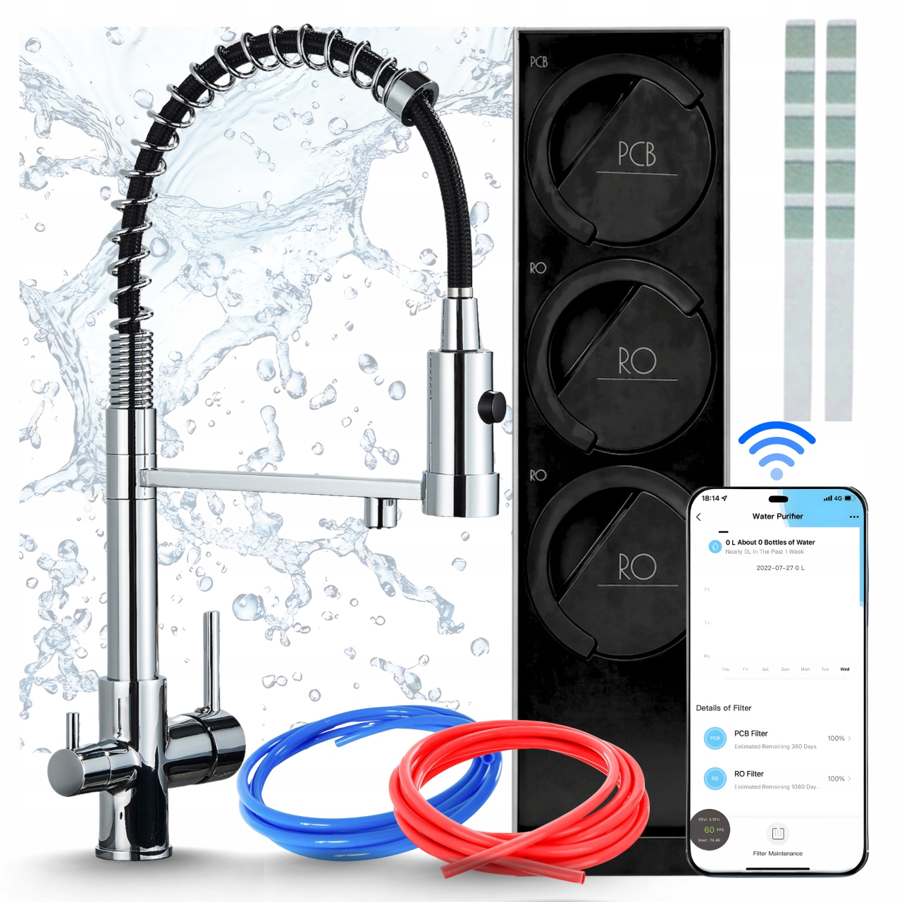 Vodný Filter Podskrinkový Midea 800GPD Smart Wifi A Trojcestná Batéria Pzh