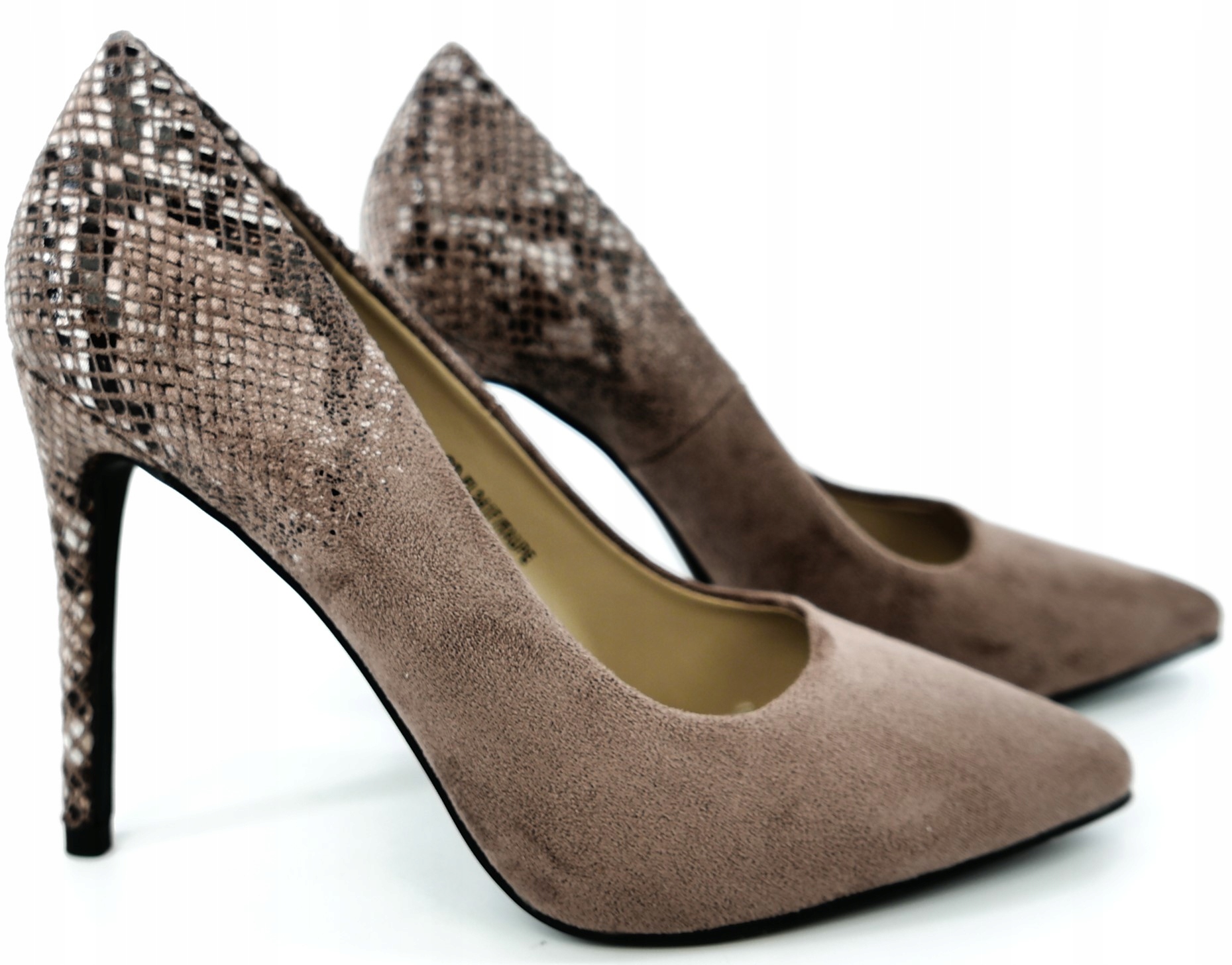 

Goodin Klasyczne Szpilki 10cm Eko Zamsz Taupe R38