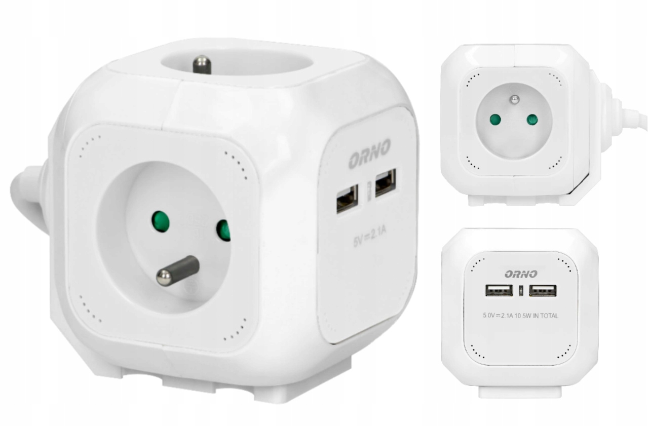 

Przedłużacz Kostka 4x Gniazdo z Bolcem 2xUSB 1,4 m