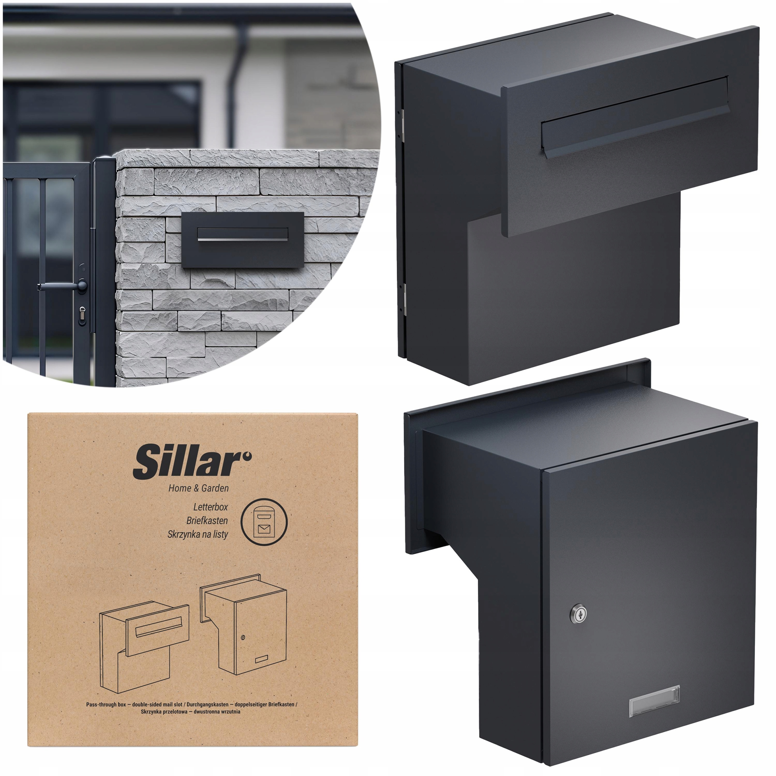Poštovní schránka pro zazdění z oceli Sillar antracitová
