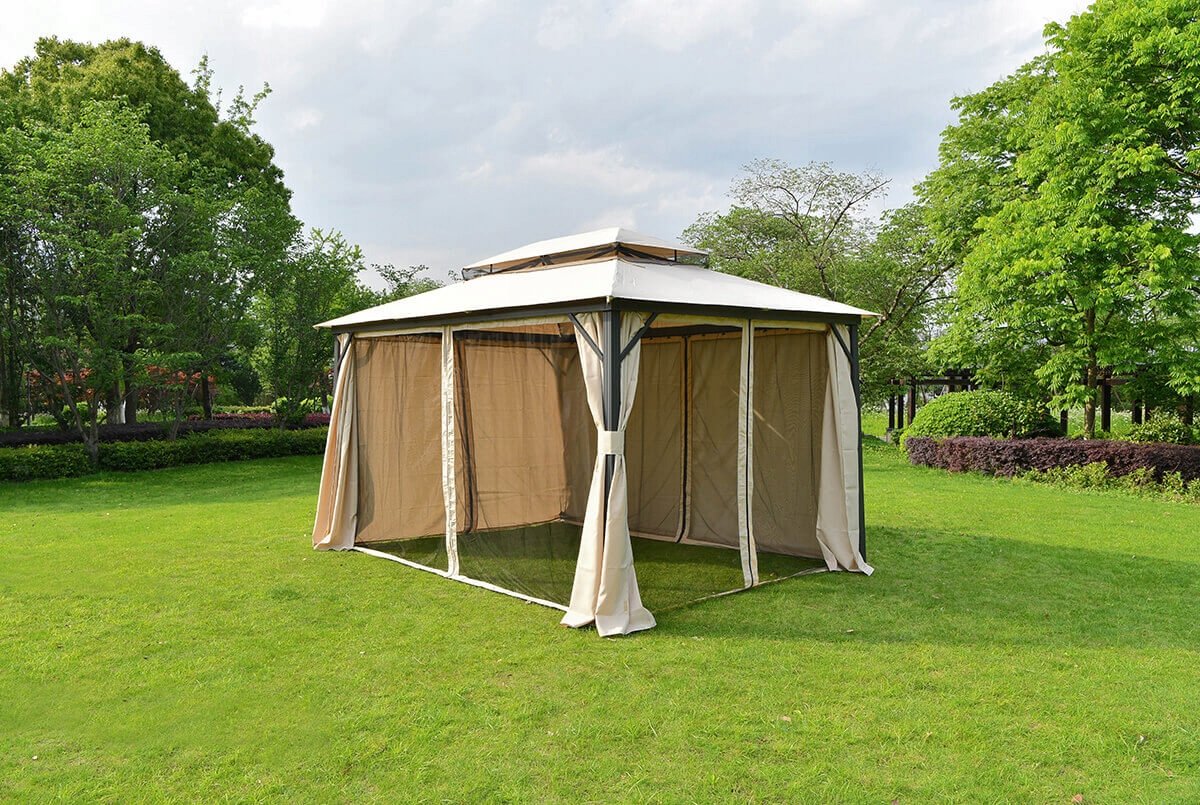 PAWILON OGRODOWY namiot ALTANA z ZASŁONAMI VANCOUVER 4x3m Beż MOSKITIERA Szerokość 3 m