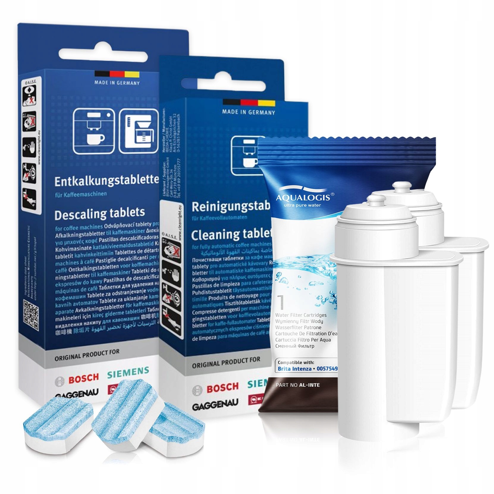 2x AL-Inte filtr pro kávovar Bosch odvápňovací tablety čisticí tablety