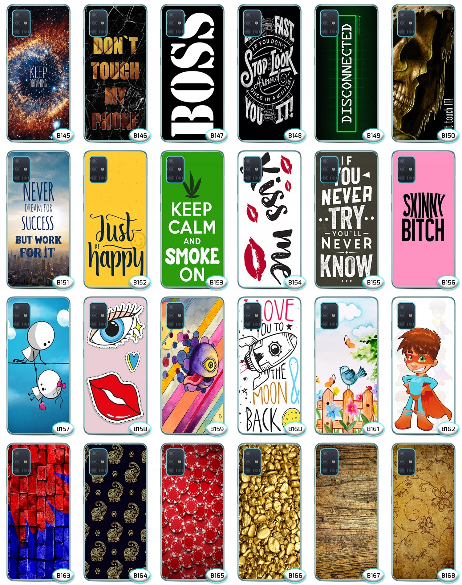 2x ETUI FOTO Case OBUDOWA Pokrowiec WZORY + SZKŁO do Samsung Galaxy A51 Typ plecki