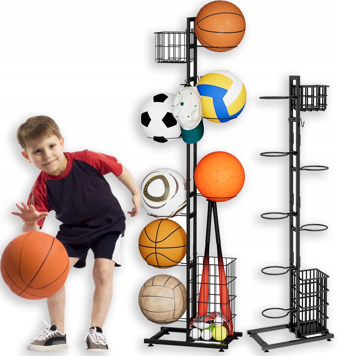 Vertikální Stojan Na Míče, Skladování, Organizér, Regál, Kov, Až Na 7 Míčků