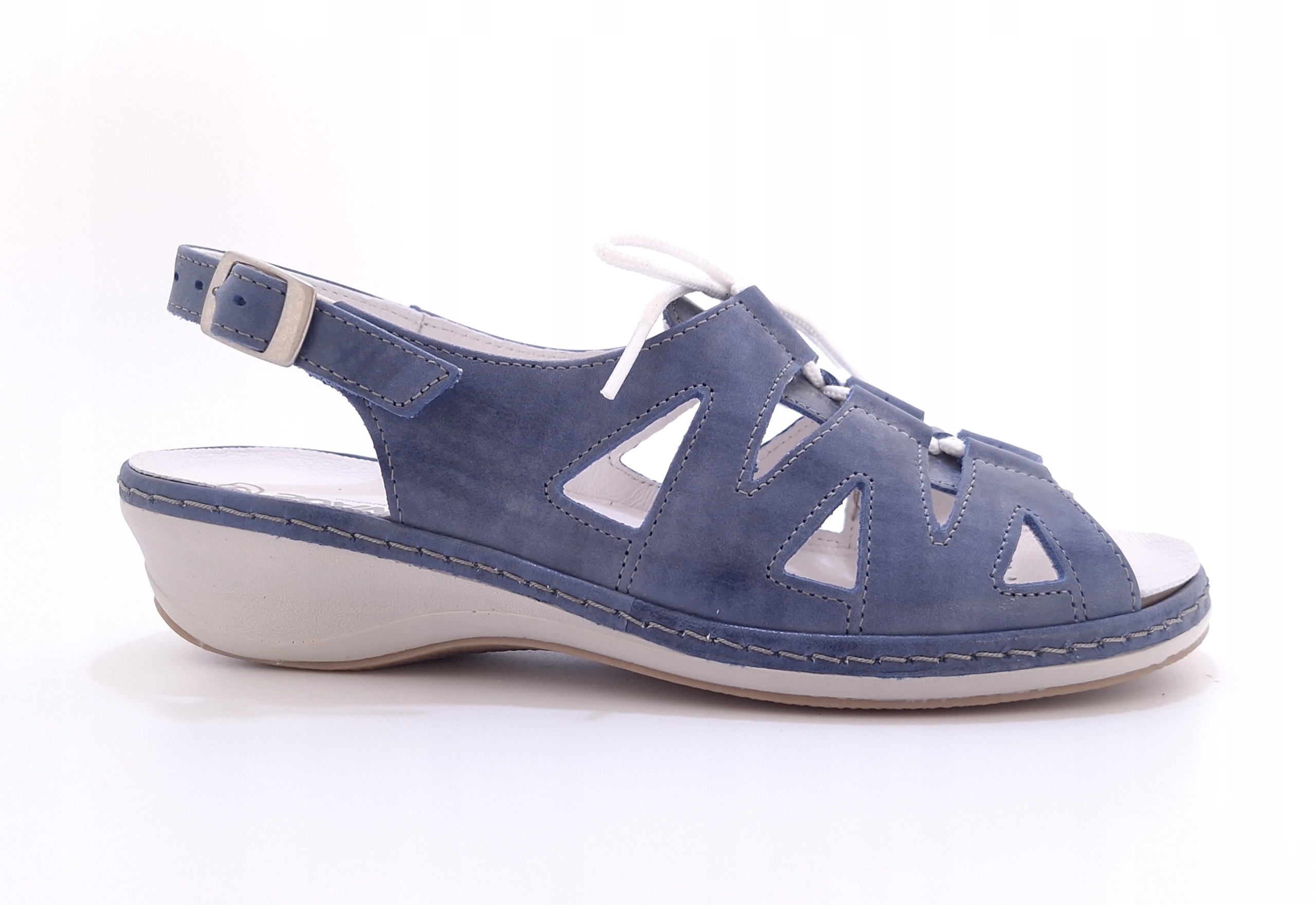 Modré kožené sandály s nastavitelnou tloušťkou Suave 711040 vel. 40