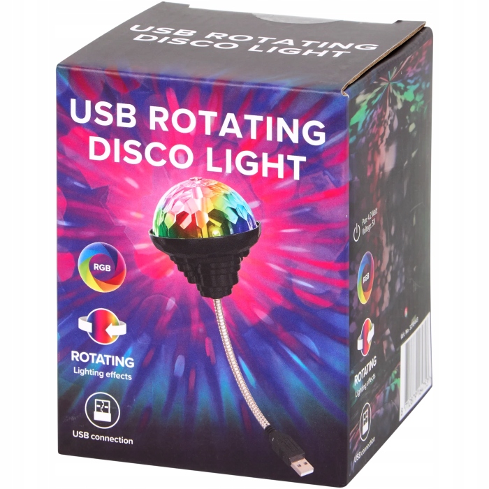 OBROTOWA KOLOROWA LAMPA DYSKOTEKOWA LED. USB